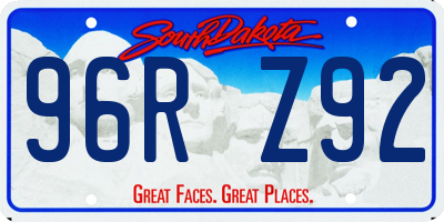 SD license plate 96RZ92