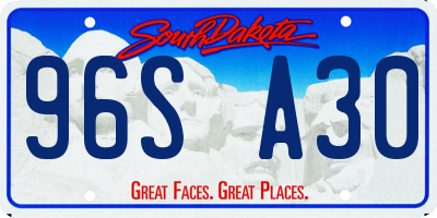 SD license plate 96SA30