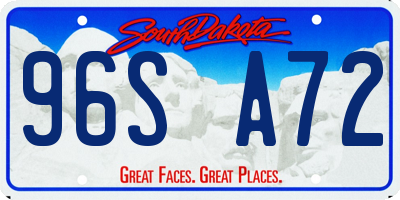 SD license plate 96SA72