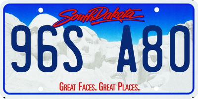 SD license plate 96SA80