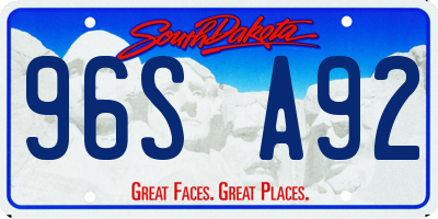 SD license plate 96SA92
