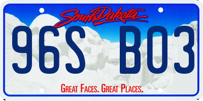 SD license plate 96SB03