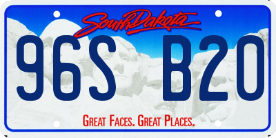 SD license plate 96SB20