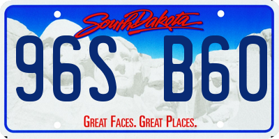 SD license plate 96SB60