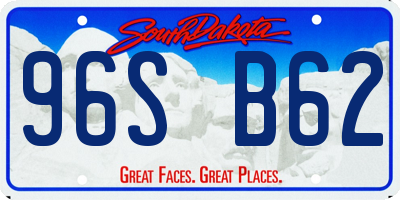 SD license plate 96SB62
