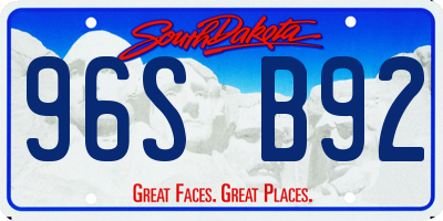 SD license plate 96SB92