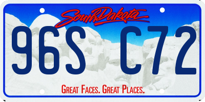 SD license plate 96SC72