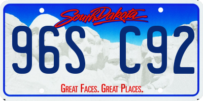 SD license plate 96SC92