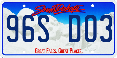SD license plate 96SD03
