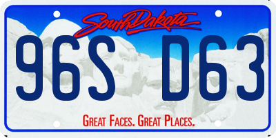 SD license plate 96SD63