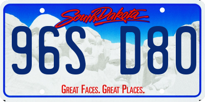 SD license plate 96SD80