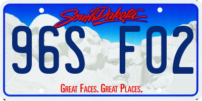SD license plate 96SF02