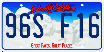 SD license plate 96SF16