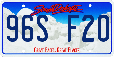 SD license plate 96SF20