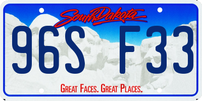 SD license plate 96SF33