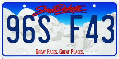 SD license plate 96SF43