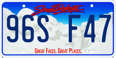 SD license plate 96SF47