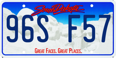 SD license plate 96SF57