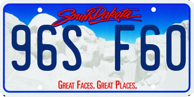 SD license plate 96SF60
