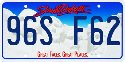SD license plate 96SF62