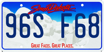 SD license plate 96SF68