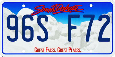 SD license plate 96SF72