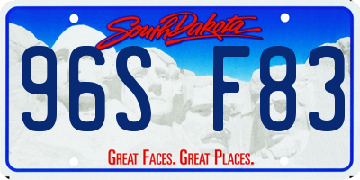 SD license plate 96SF83