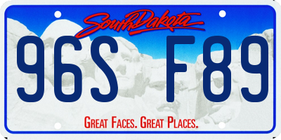 SD license plate 96SF89