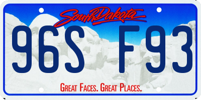 SD license plate 96SF93