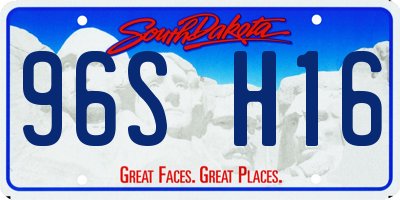SD license plate 96SH16