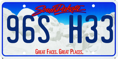 SD license plate 96SH33