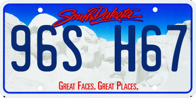 SD license plate 96SH67