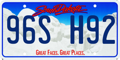 SD license plate 96SH92