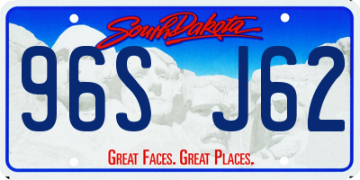 SD license plate 96SJ62
