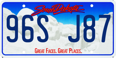 SD license plate 96SJ87