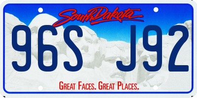 SD license plate 96SJ92