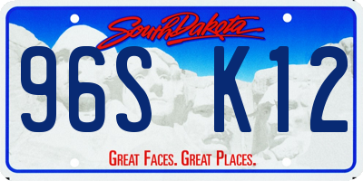 SD license plate 96SK12