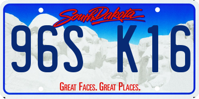 SD license plate 96SK16