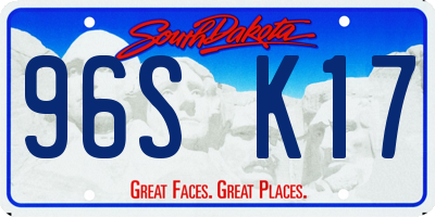 SD license plate 96SK17