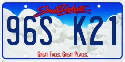 SD license plate 96SK21
