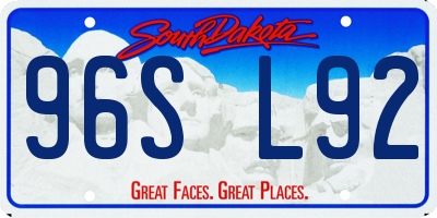 SD license plate 96SL92