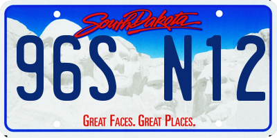 SD license plate 96SN12
