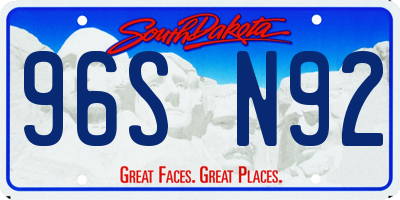 SD license plate 96SN92