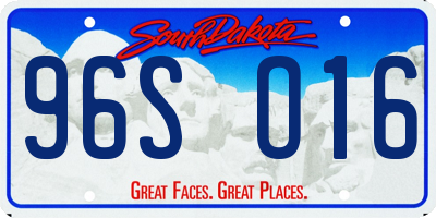 SD license plate 96SO16