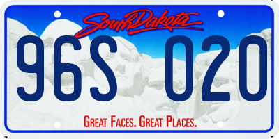 SD license plate 96SO20