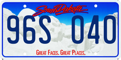 SD license plate 96SO40