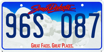SD license plate 96SO87