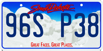 SD license plate 96SP38