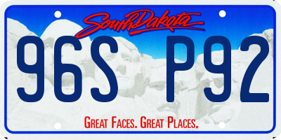 SD license plate 96SP92