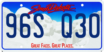 SD license plate 96SQ30